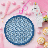 白と青のパターン紙プレート ペーパープレート (パーティー)