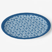 白と青のパターン紙プレート ペーパープレート (アングル)