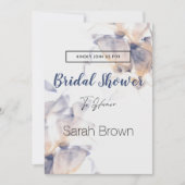 白と青のパテレの花がエレガントなブライダルシャワー 招待状 (正面)