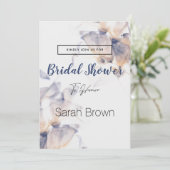 白と青のパテレの花がエレガントなブライダルシャワー 招待状 (スタンド正面)