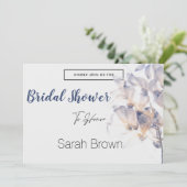 白と青のパテレの花が上品な ブライダルシャワーの装飾 招待状 (スタンド正面)
