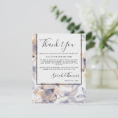 白と青のパテレス フローラル エレガント サンクス 招待状 (スタンド正面)