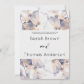 白と青のパテレ フローラル エレガント ウェディング 招待状 (正面)