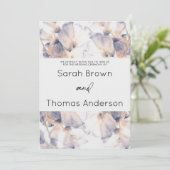 白と青のパテレ フローラル エレガント ウェディング 招待状 (スタンド正面)