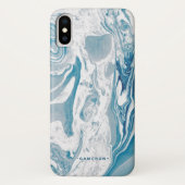 白と青のフェイク大理石モダン Case-Mate iPhoneケース (裏面)