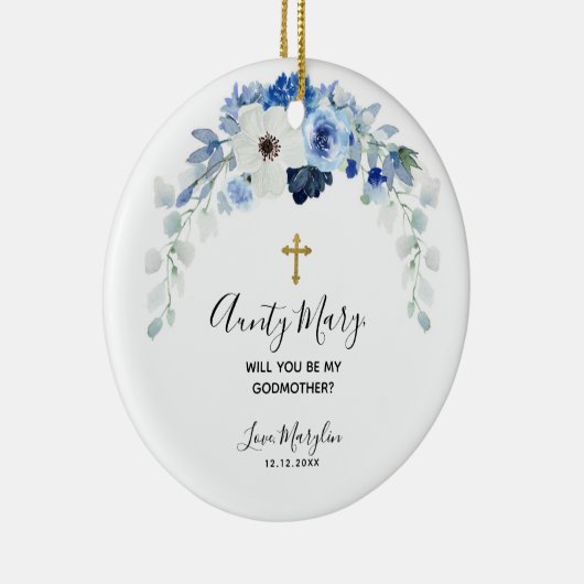 白と青のフローラが私のゴッドマザーになる セラミックオーナメント (右)