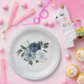 白と青のフローラの結婚緑 ペーパープレート (パーティー)