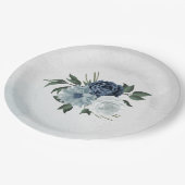 白と青のフローラの結婚緑 ペーパープレート (アングル)