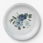 白と青のフローラの結婚緑 ペーパープレート (正面)