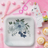 白と青のフローラの結婚緑 ペーパープレート (パーティー)