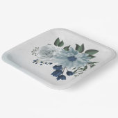 白と青のフローラの結婚緑 ペーパープレート (傾斜あり)