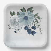 白と青のフローラの結婚緑 ペーパープレート (正面)
