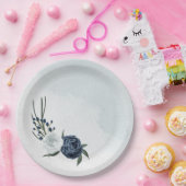 白と青のフローラの結婚緑 ペーパープレート (パーティー)