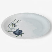 白と青のフローラの結婚緑 ペーパープレート (アングル)