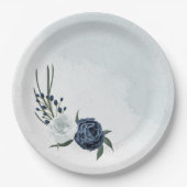 白と青のフローラの結婚緑 ペーパープレート (正面)