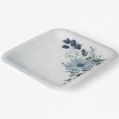 白と青のフローラの結婚緑 ペーパープレート (傾斜あり)