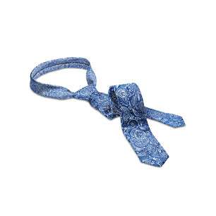 白と青のフローラペイズリー模様ネックタイ ネクタイ