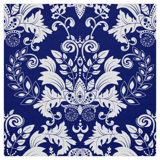 白と青のフローラ華美マスク ファブリック (見本)