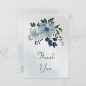 白と青のフローラ サンキューカード (正面/裏面)
