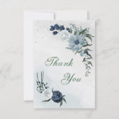 白と青のフローラ サンキューカード (正面)