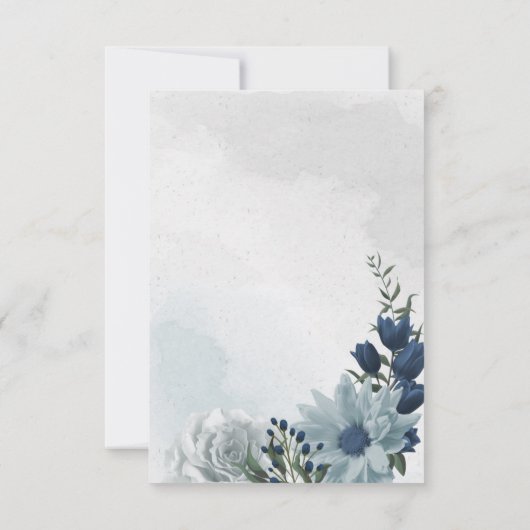 白と青のフローラ サンキューカード (裏面)