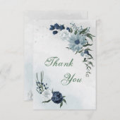 白と青のフローラ サンキューカード (正面/裏面)