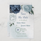 白と青のフローラ セーブザデート (正面/裏面)