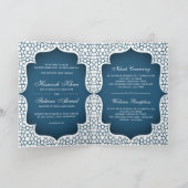 白と青のペルシャスタイルムスリム結婚ズ 招待状 (内部)