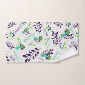 白と青のマッシュルームのパターンカスタムベビー名 ハンドタオル (ハンドタオル)