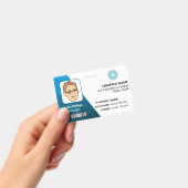 白と青のマネージャIDロゴ バッジ (手持ち)