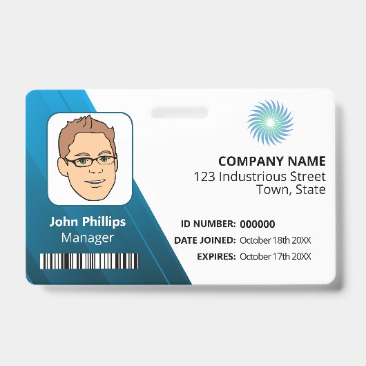 白と青のマネージャIDロゴ バッジ (正面)