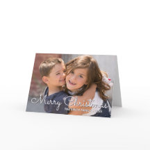 白と青のメリークリスマス家族の写真