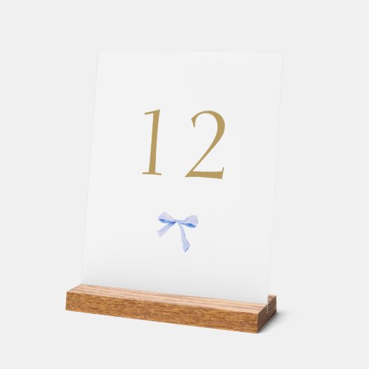 白と青のリ結婚ボンの表番号 アクリルサイン (傾斜)