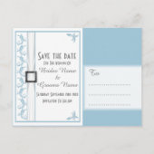 白と青のレースが日付を保存 案内ポストカード (裏面)