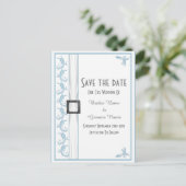 白と青のレースが日付を保存 案内ポストカード (スタンド正面)