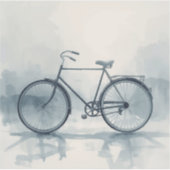 白と青のヴィンテージ自転車アート シール (正面)