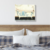 白と青のヴィンテージ キャンバスプリント (インサイチュ (寝室))