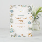 白と青の上品なクリスマス 招待状 (スタンド正面)