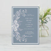 白と青の上品なフランス風の結婚式招待状 招待状 (スタンド正面)