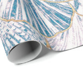 白と青の人魚のパタはかりで測ーン ラッピングペーパー (ロールコーナー)
