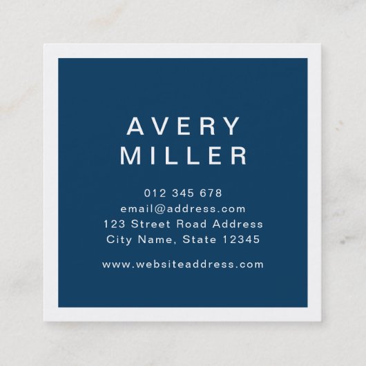 白と青の企業のモダンプロフェッショナル スクエア名刺 (裏面)