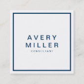 白と青の企業のモダンプロフェッショナル スクエア名刺 (正面)