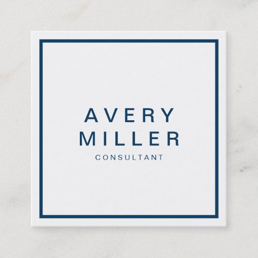 白と青の企業のモダンプロフェッショナル スクエア名刺 (正面)