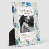 白と青の写真葬儀記念サイン フォトプラーク (側面)