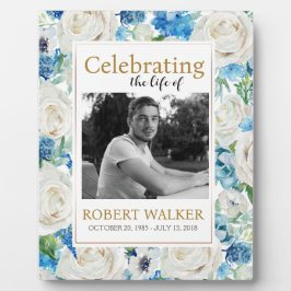 白と青の写真 葬儀 追悼看板 フォトプラーク