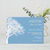 白と青の冬のオークの結婚木 招待状 (スタンド正面)