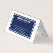 白と青の大理石のネイビーブルーフレーム 名刺 (裏面)