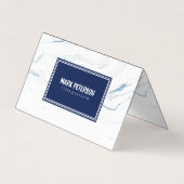 白と青の大理石のネイビーブルーフレーム 名刺 (正面)