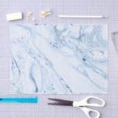 白と青の大理石渦巻き 薄葉紙 (クラフト)