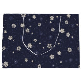 白と青の小さな花日本のがパタパタ ラージペーパーバッグ (正面)